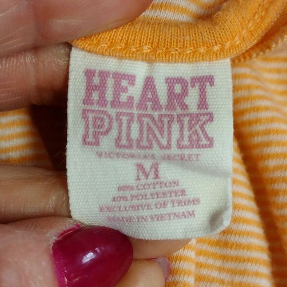 PINK VS VTG 90s Tangerine Striped Embroidery Dog Babydoll Dress Medium - Picture 13 of 15